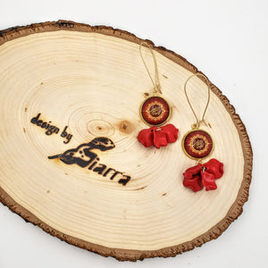 ARASTEH-  Gold Plated Red Persian Calligraphy Dangle Earrings